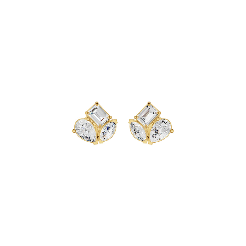 Trinity Three Diamond Stud Earrings 18 KT / Yellow Gold