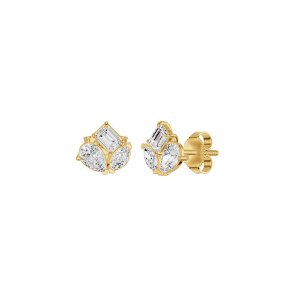 Trinity Three Diamond Stud Earrings 18 KT / Yellow Gold
