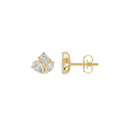 Trinity Three Diamond Stud Earrings 18 KT / Yellow Gold