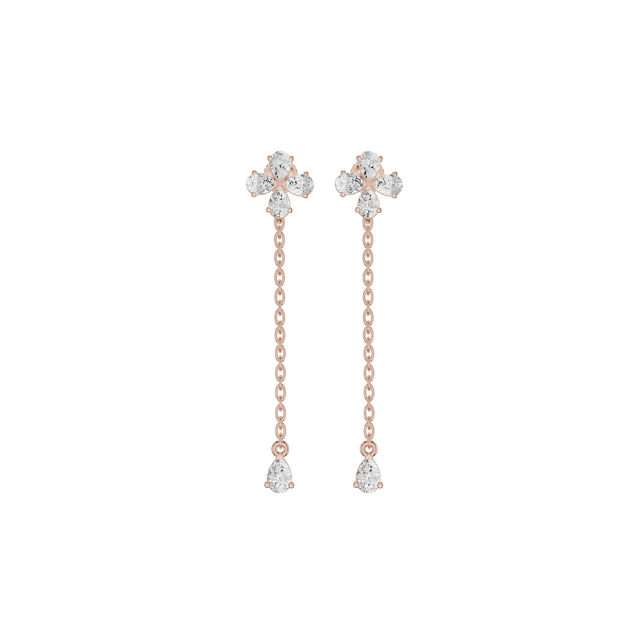 Floral Pear Diamond Dangler Earrings
