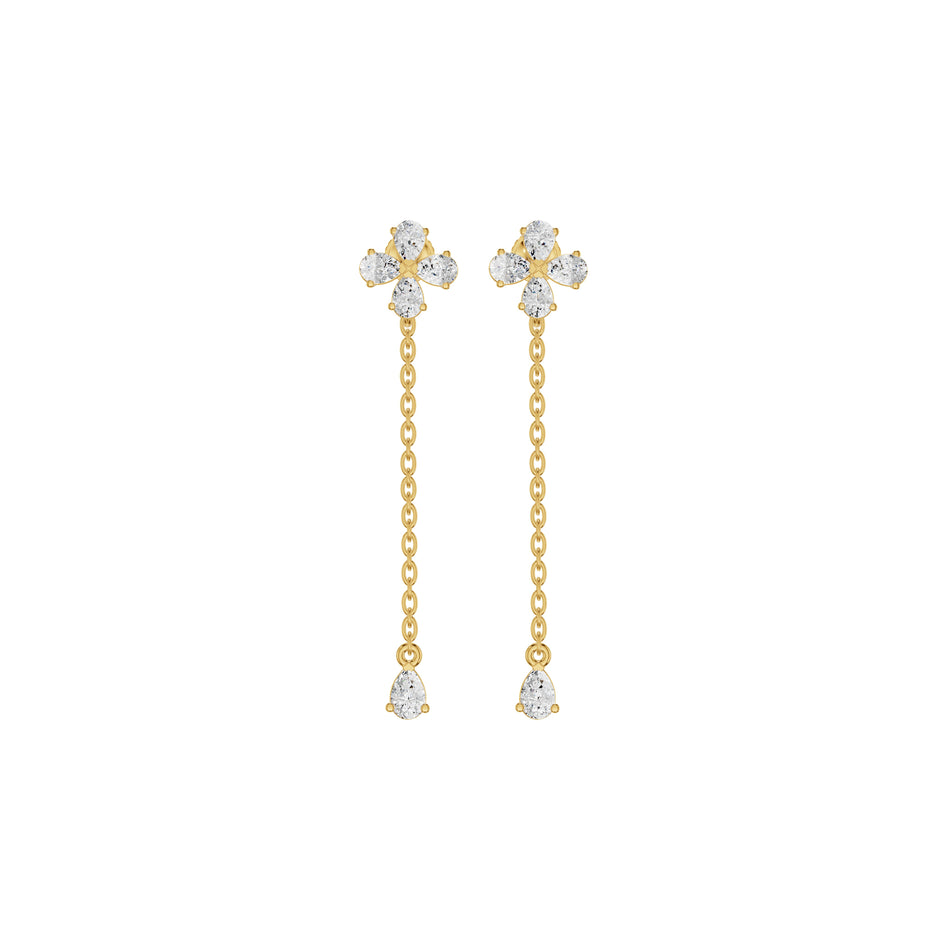 Floral Pear Diamond Dangler Earrings