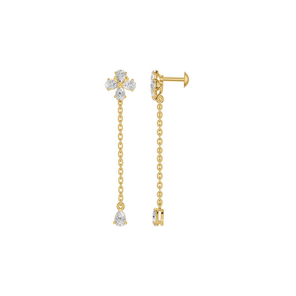 Floral Pear Diamond Dangler Earrings