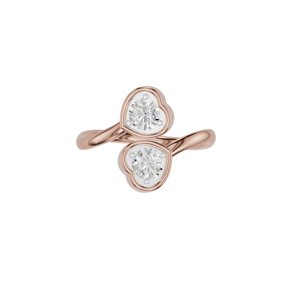 Open Heart Bypass Solitaire Diamond Ring 18 KT / Rose Gold / 18