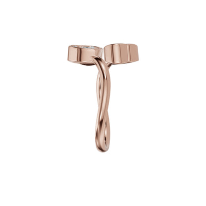 Open Heart Bypass Solitaire Diamond Ring 18 KT / Rose Gold / 18