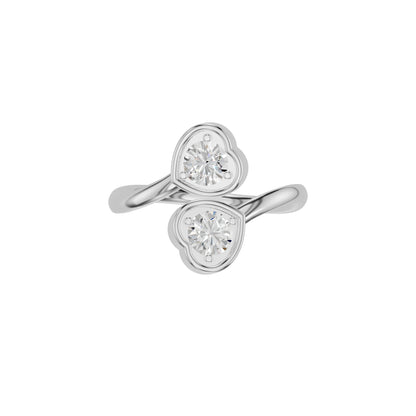 Open Heart Bypass Solitaire Diamond Ring 18 KT / White Gold / 18