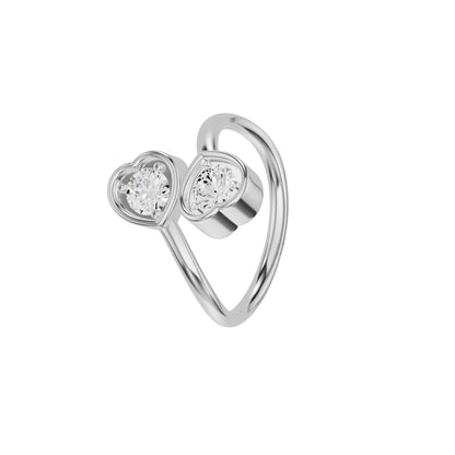 Open Heart Bypass Solitaire Diamond Ring 18 KT / White Gold / 18