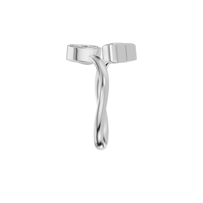 Open Heart Bypass Solitaire Diamond Ring 18 KT / White Gold / 18