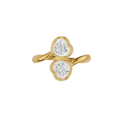 Open Heart Bypass Solitaire Diamond Ring 18 KT / Yellow Gold / 18