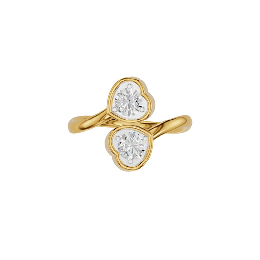 Open Heart Bypass Solitaire Diamond Ring 18 KT / Yellow Gold / 18
