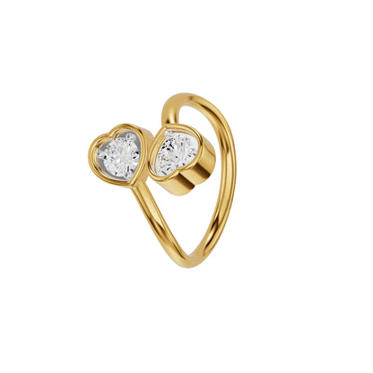 Open Heart Bypass Solitaire Diamond Ring 18 KT / Yellow Gold / 18