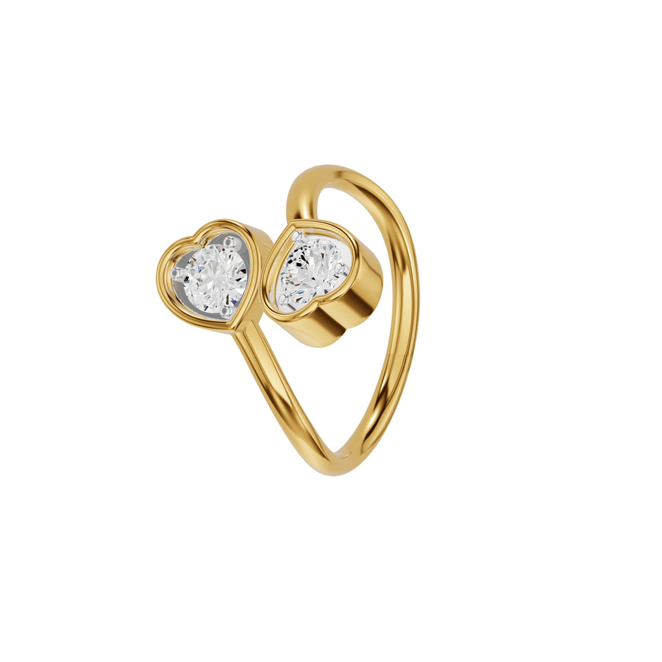 Open Heart Bypass Solitaire Diamond Ring 18 KT / Yellow Gold / 18