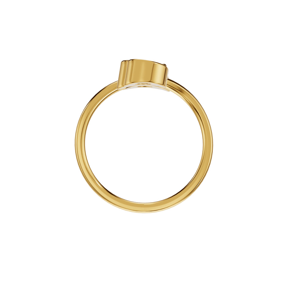 Open Heart Bypass Solitaire Diamond Ring 18 KT / Yellow Gold / 18