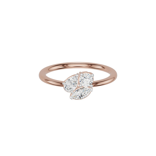 Mixed Shape Three Diamond Ring 18 KT / Rose Gold / 18