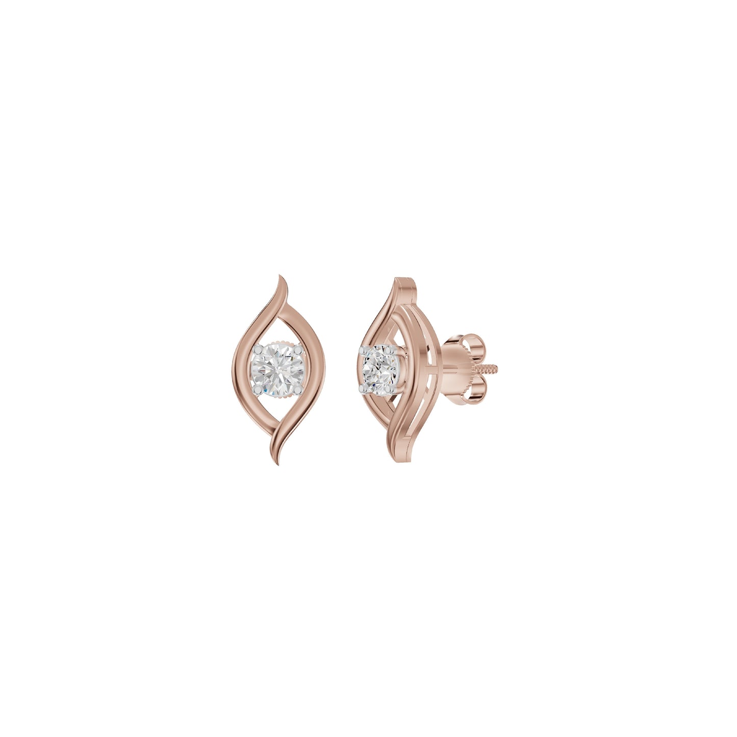 Apple of The Eye Diamond Stud Earrings 18 KT / Rose Gold