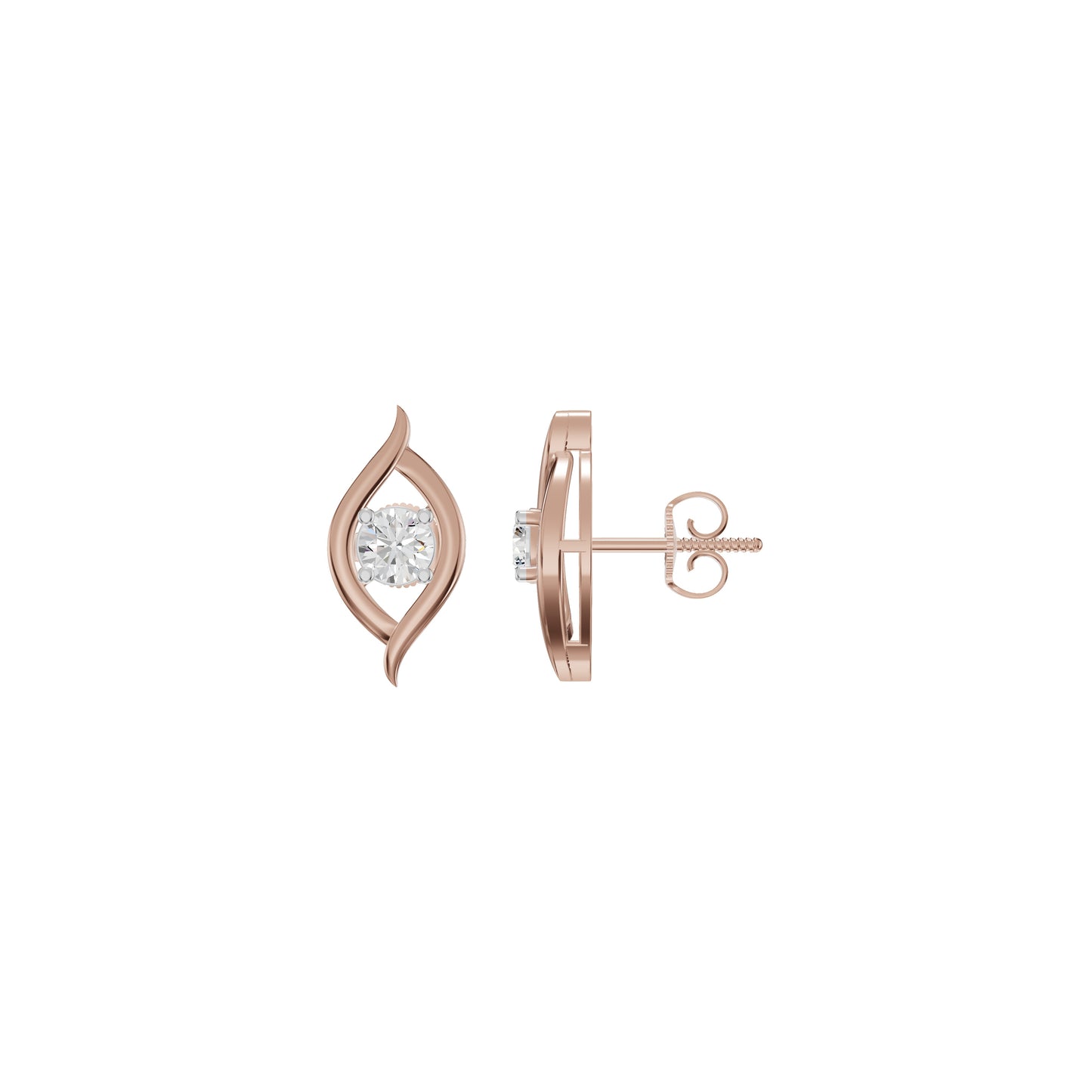 Apple of The Eye Diamond Stud Earrings 18 KT / Rose Gold