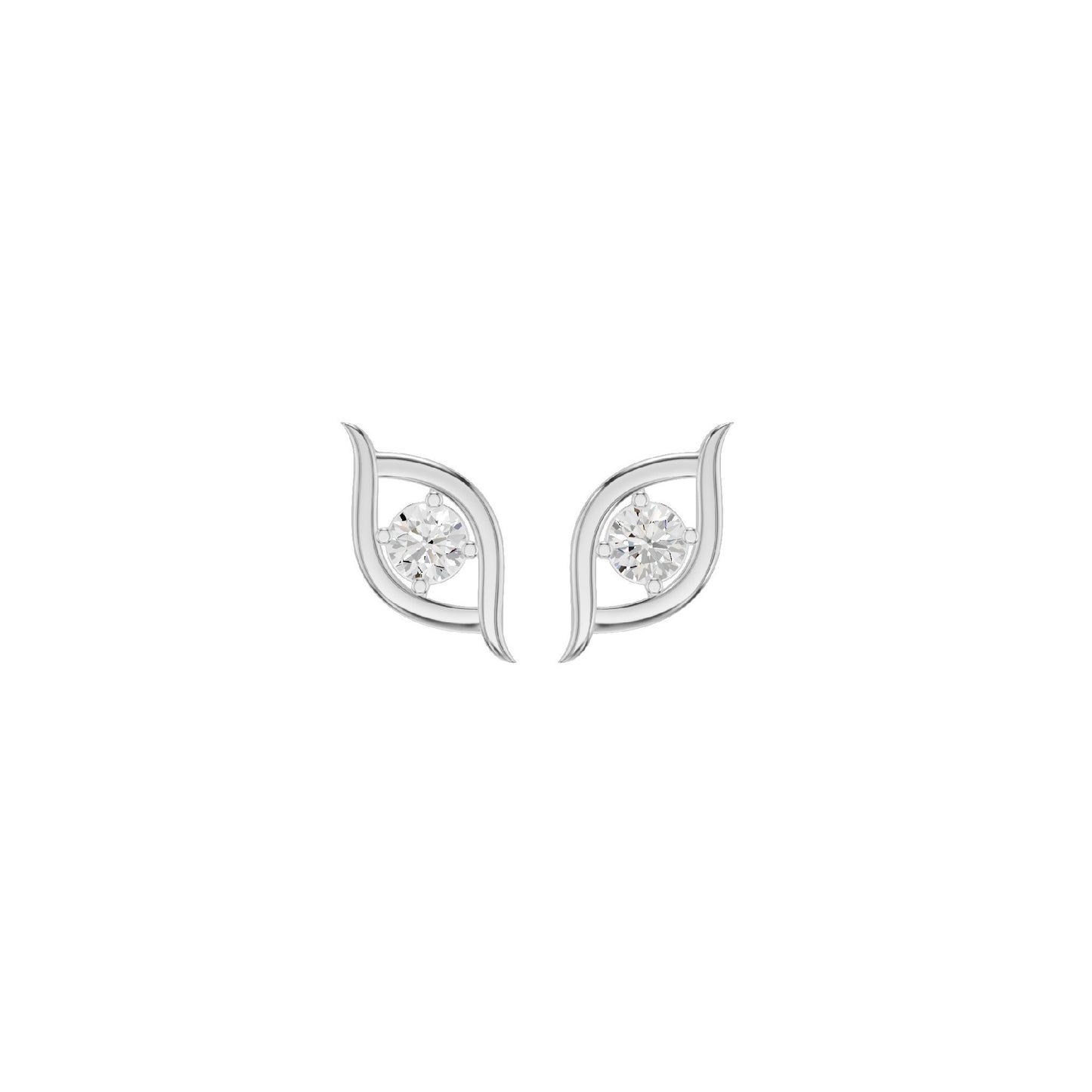 Apple of The Eye Diamond Stud Earrings 18 KT / White Gold
