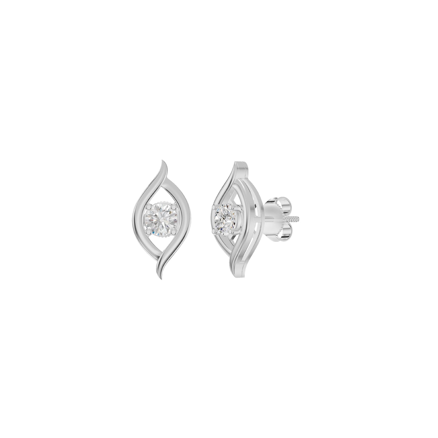 Apple of The Eye Diamond Stud Earrings 18 KT / White Gold