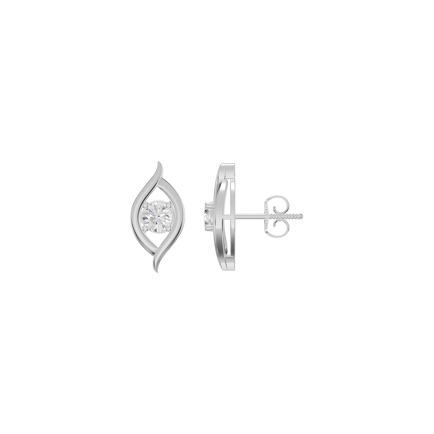 Apple of The Eye Diamond Stud Earrings 18 KT / White Gold