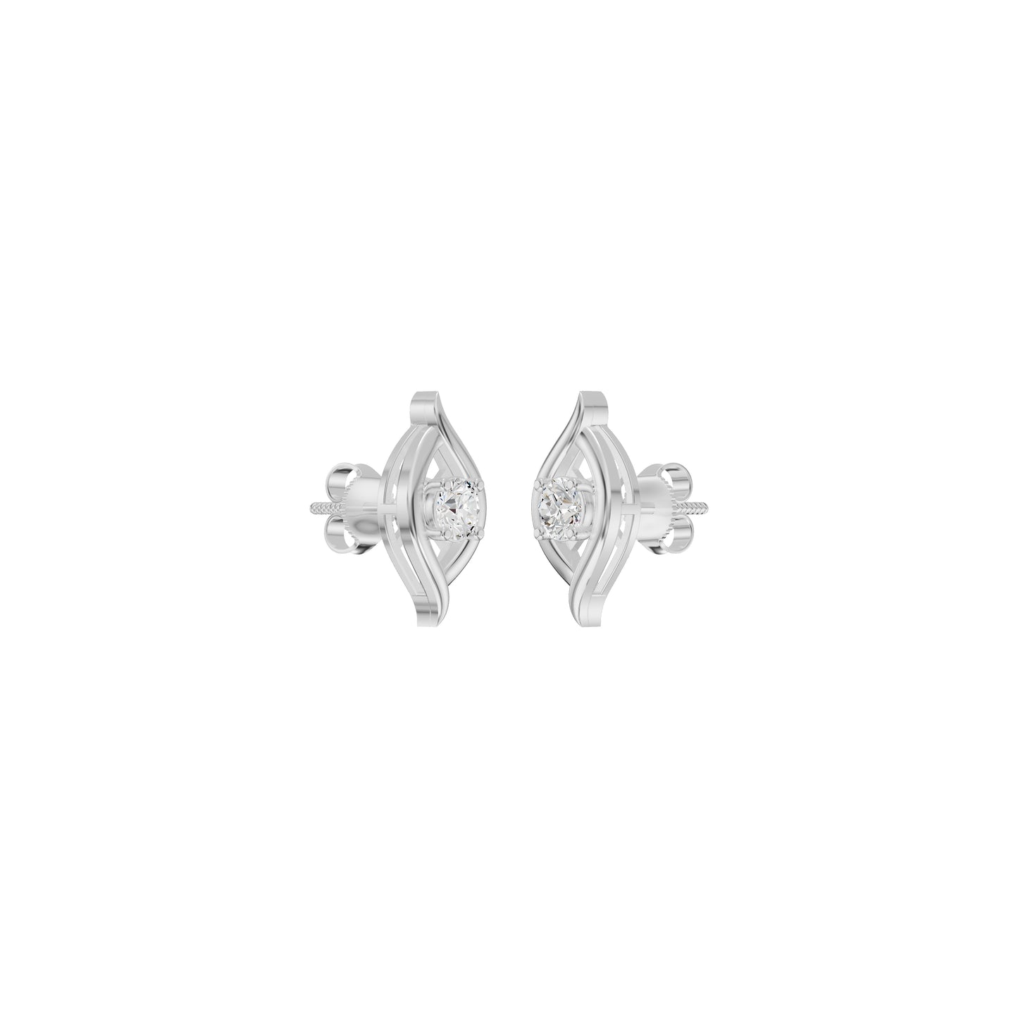 Apple of The Eye Diamond Stud Earrings 18 KT / White Gold