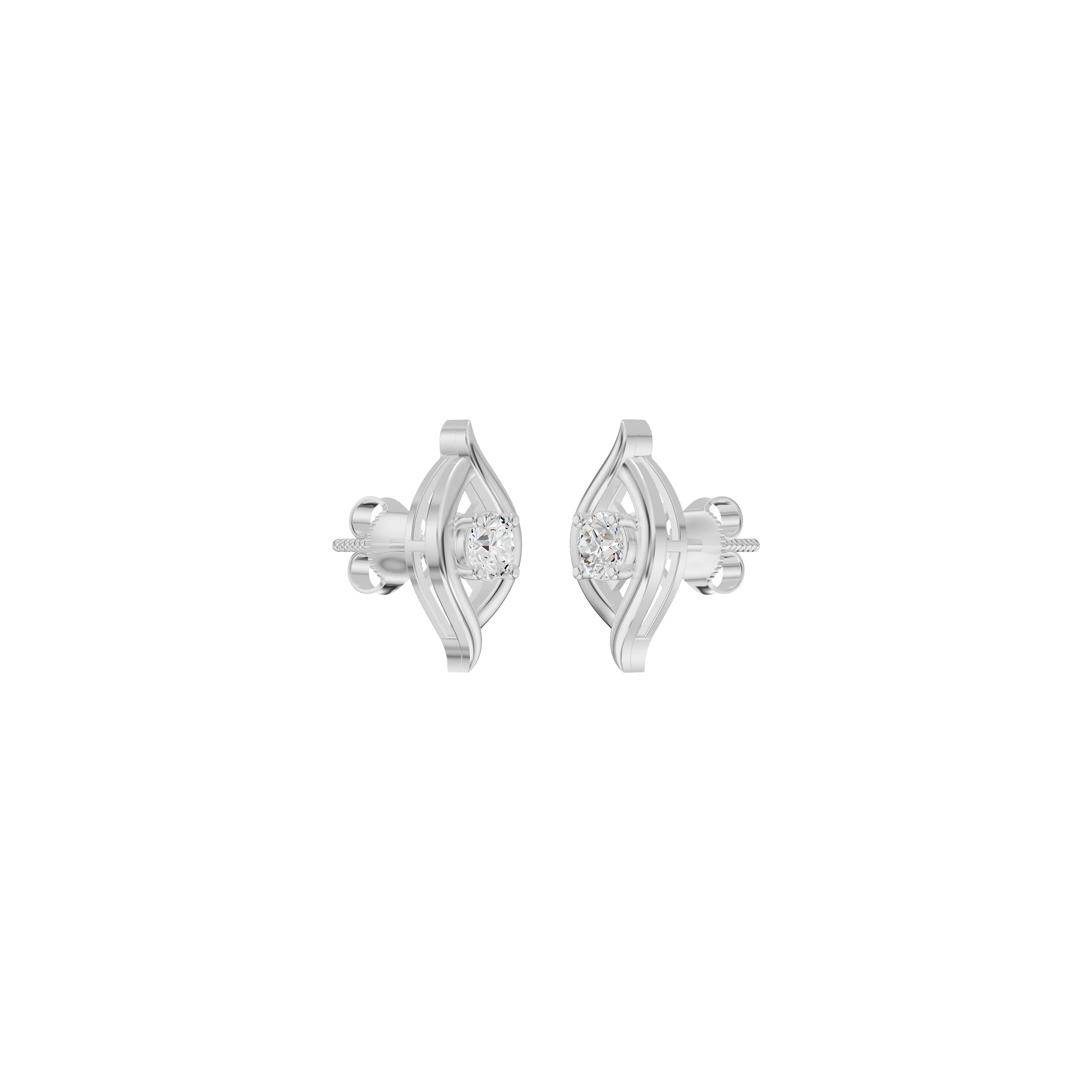 Apple of The Eye Diamond Stud Earrings 18 KT / White Gold