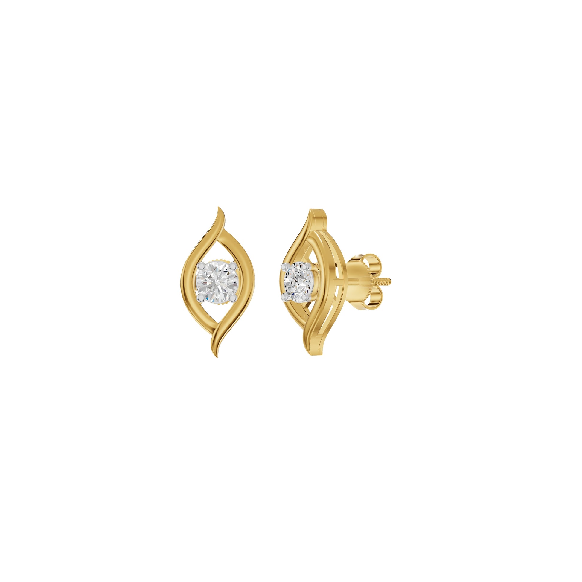 Apple of The Eye Diamond Stud Earrings 18 KT / Yellow Gold