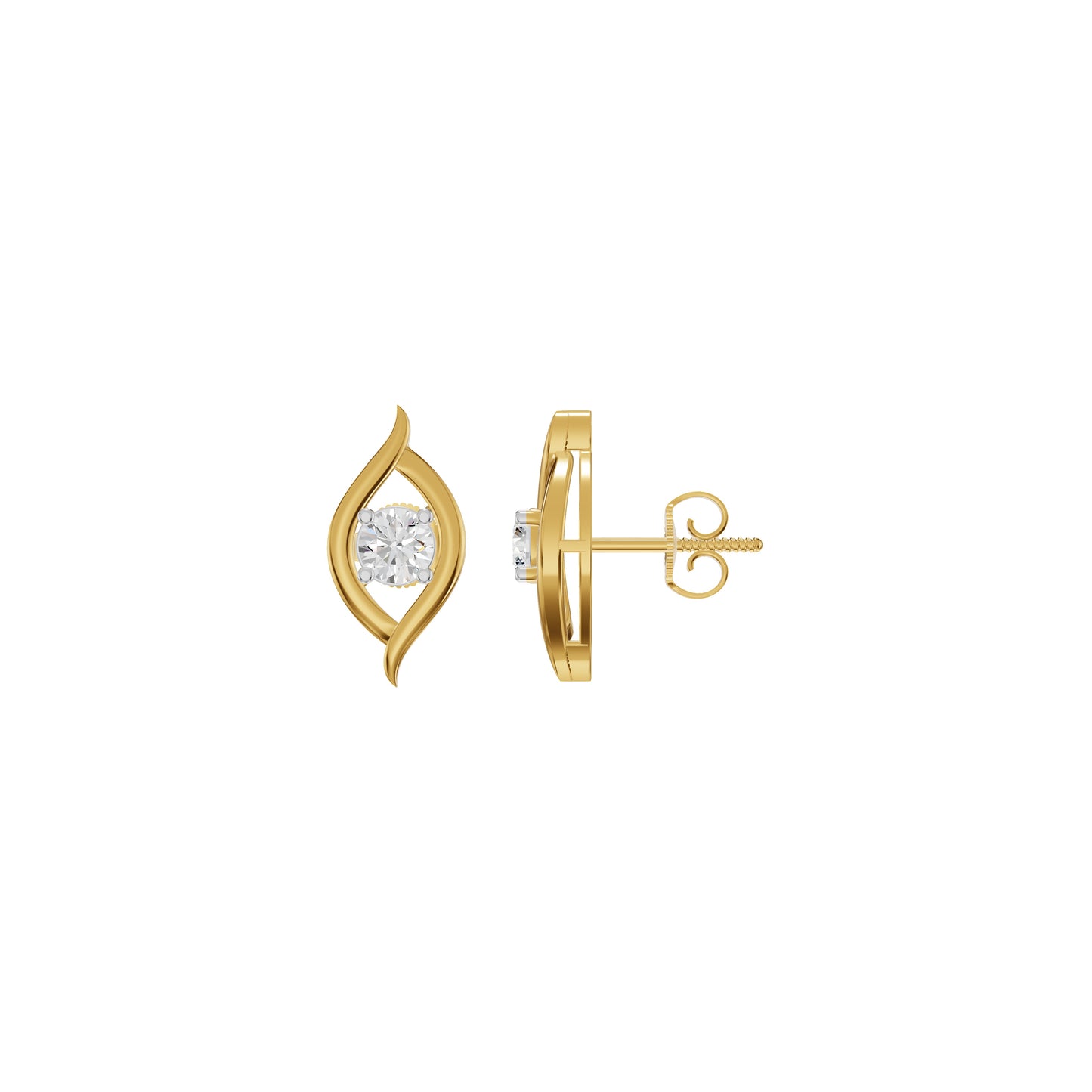 Apple of The Eye Diamond Stud Earrings 18 KT / Yellow Gold