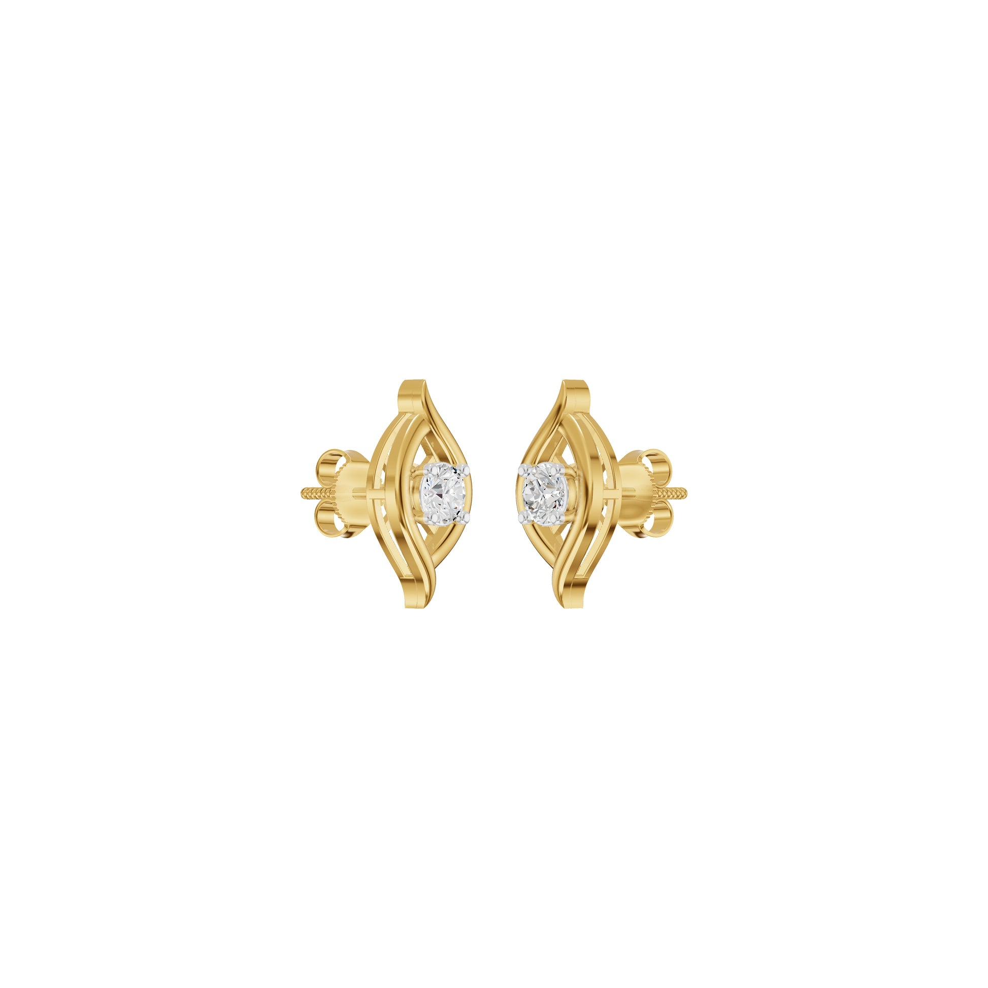 Apple of The Eye Diamond Stud Earrings 18 KT / Yellow Gold