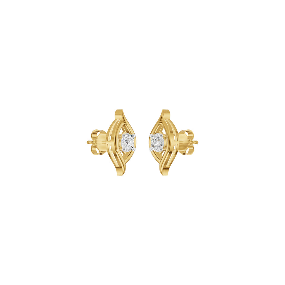 Apple of The Eye Diamond Stud Earrings 18 KT / Yellow Gold