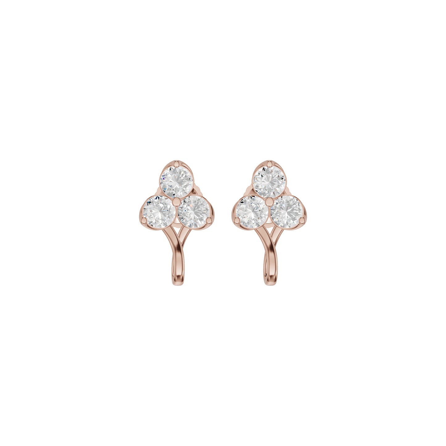 Mini Blossom Round Diamond Stud Earrings 18 KT / Rose Gold