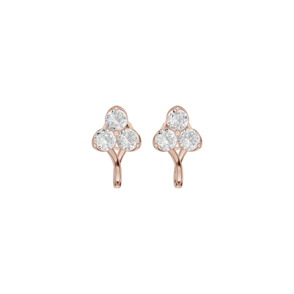 Mini Blossom Round Diamond Stud Earrings 18 KT / Rose Gold