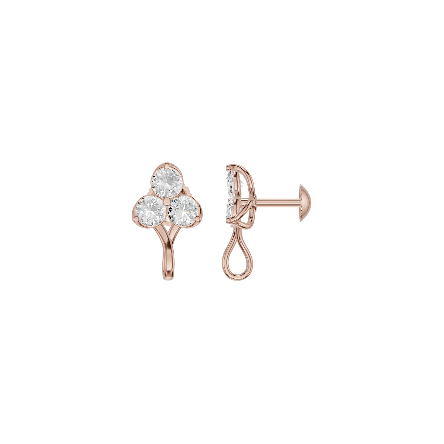 Mini Blossom Round Diamond Stud Earrings 18 KT / Rose Gold