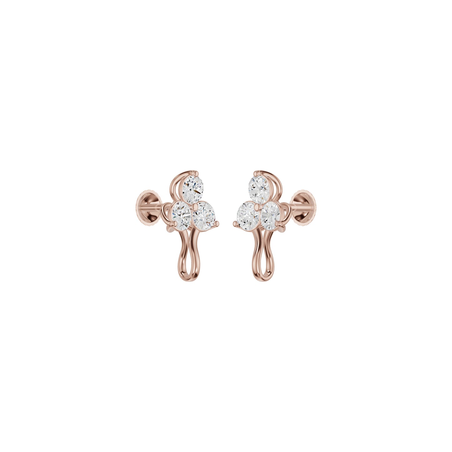 Mini Blossom Round Diamond Stud Earrings 18 KT / Rose Gold