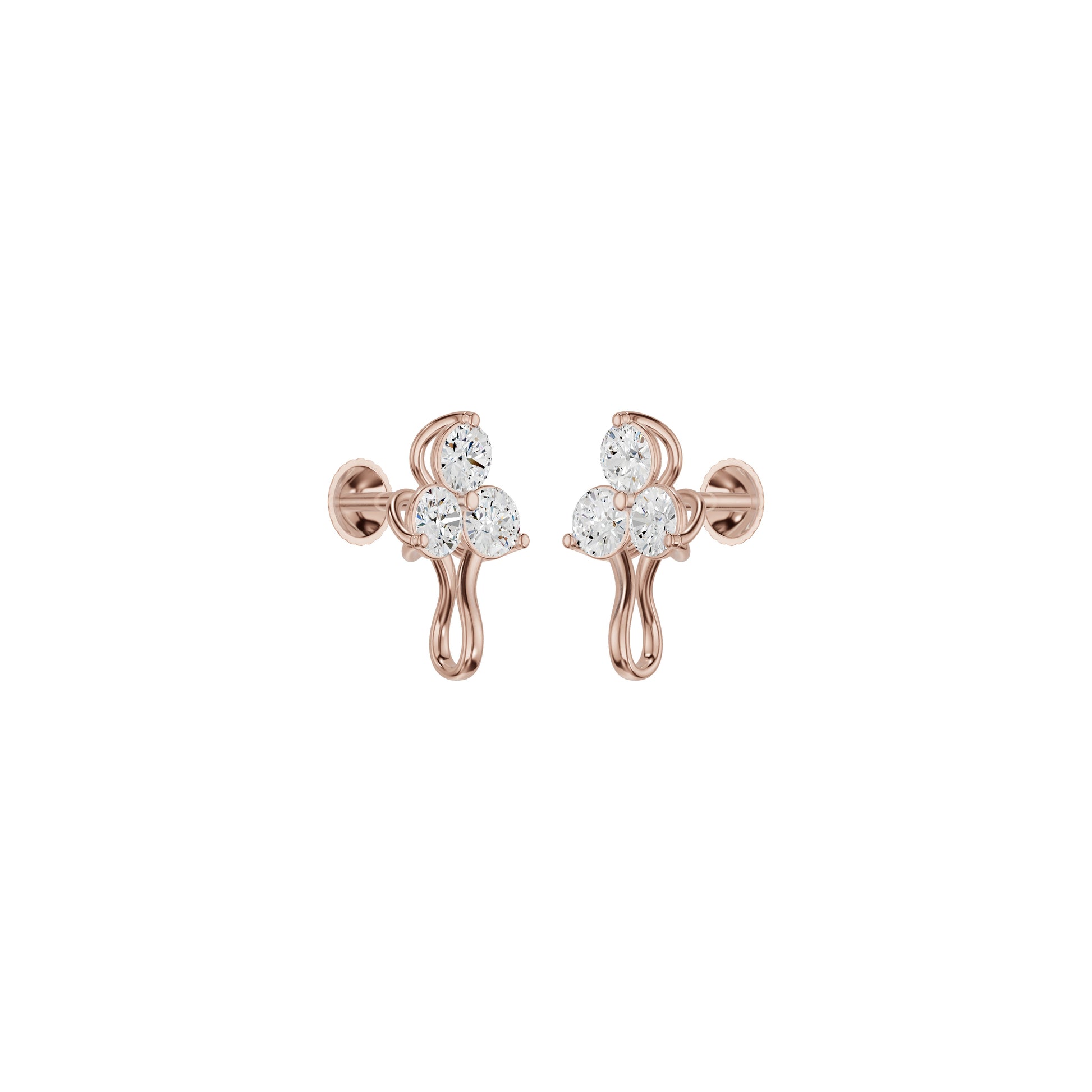 Mini Blossom Round Diamond Stud Earrings 18 KT / Rose Gold