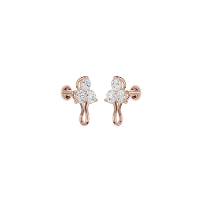 Mini Blossom Round Diamond Stud Earrings 18 KT / Rose Gold