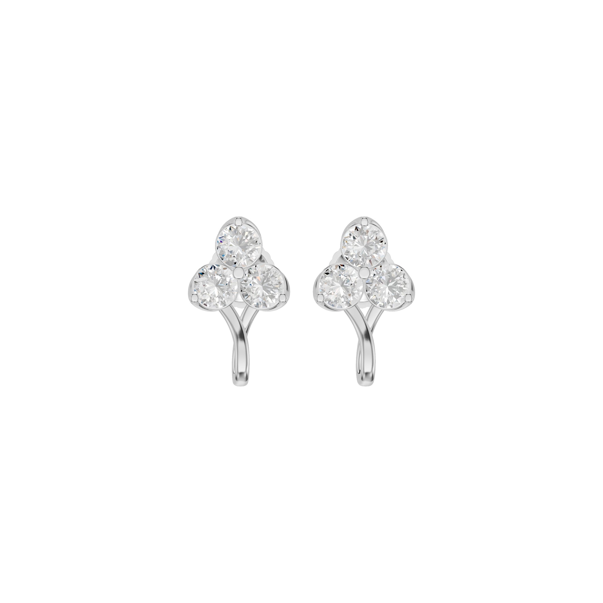 Mini Blossom Round Diamond Stud Earrings 18 KT / White Gold
