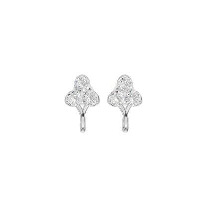 Mini Blossom Round Diamond Stud Earrings 18 KT / White Gold