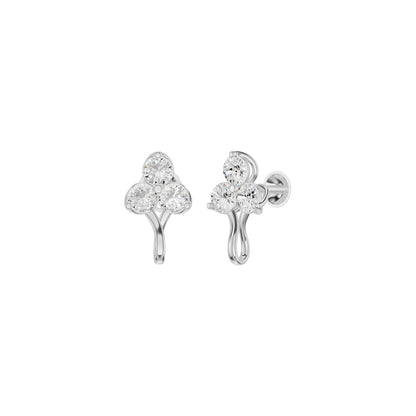 Mini Blossom Round Diamond Stud Earrings 18 KT / White Gold