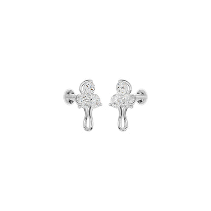 Mini Blossom Round Diamond Stud Earrings 18 KT / White Gold