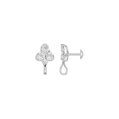 Mini Blossom Round Diamond Stud Earrings 18 KT / White Gold