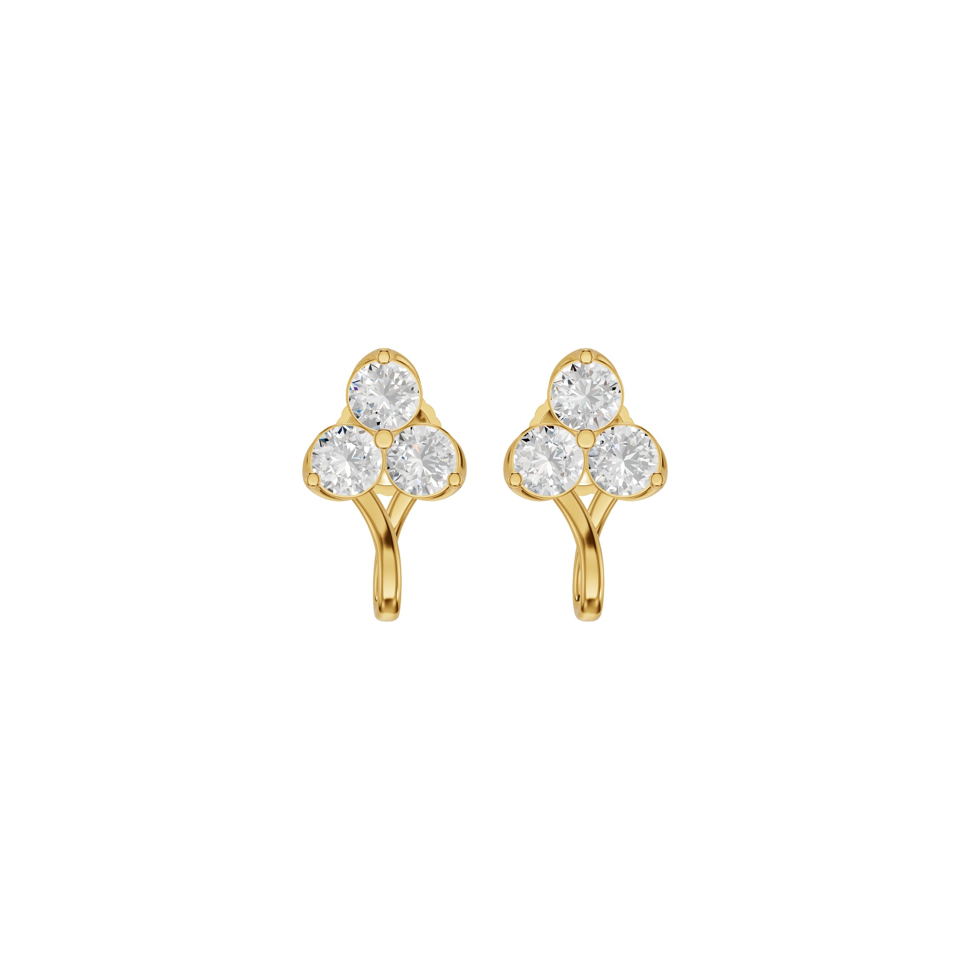 Mini Blossom Round Diamond Stud Earrings 18 KT / Yellow Gold
