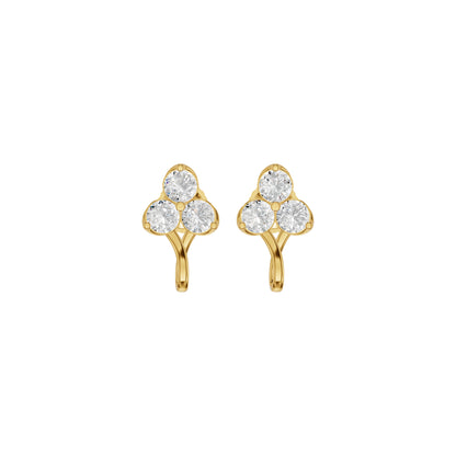 Mini Blossom Round Diamond Stud Earrings 18 KT / Yellow Gold
