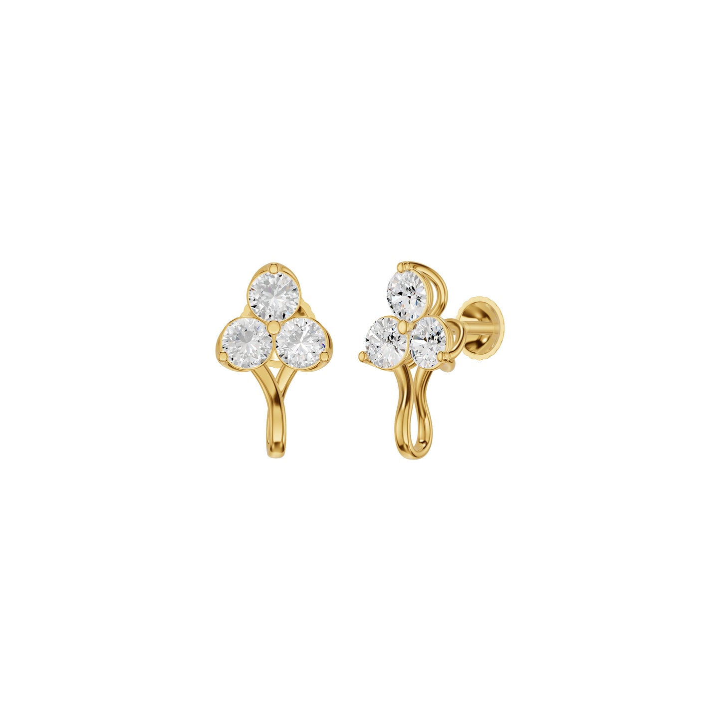 Mini Blossom Round Diamond Stud Earrings 18 KT / Yellow Gold