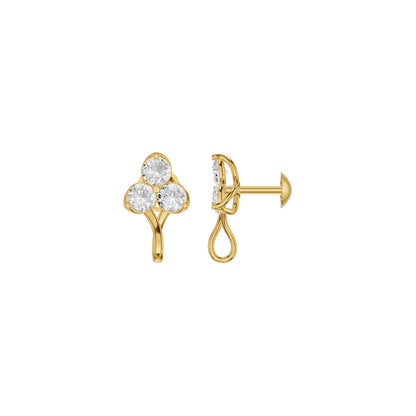 Mini Blossom Round Diamond Stud Earrings 18 KT / Yellow Gold