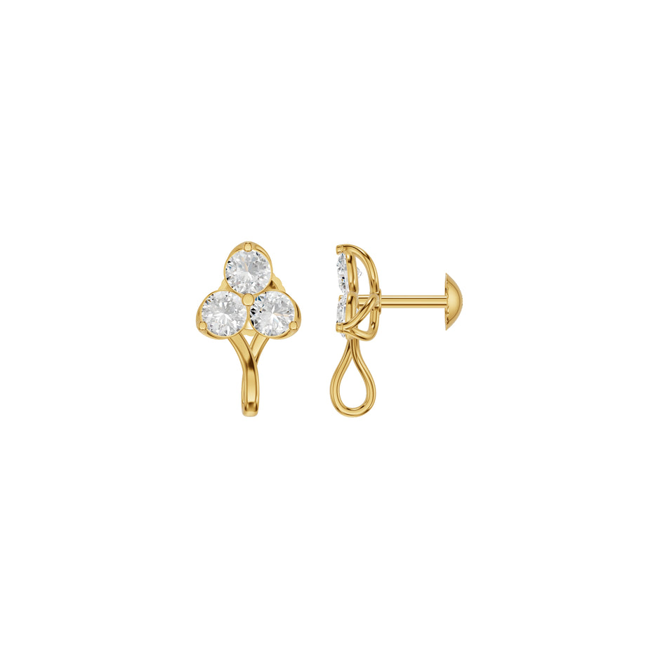 Mini Blossom Round Diamond Stud Earrings 18 KT / Yellow Gold