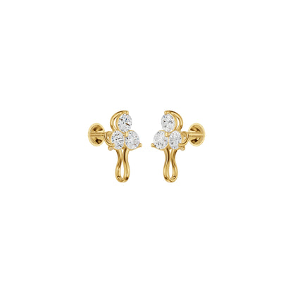 Mini Blossom Round Diamond Stud Earrings 18 KT / Yellow Gold