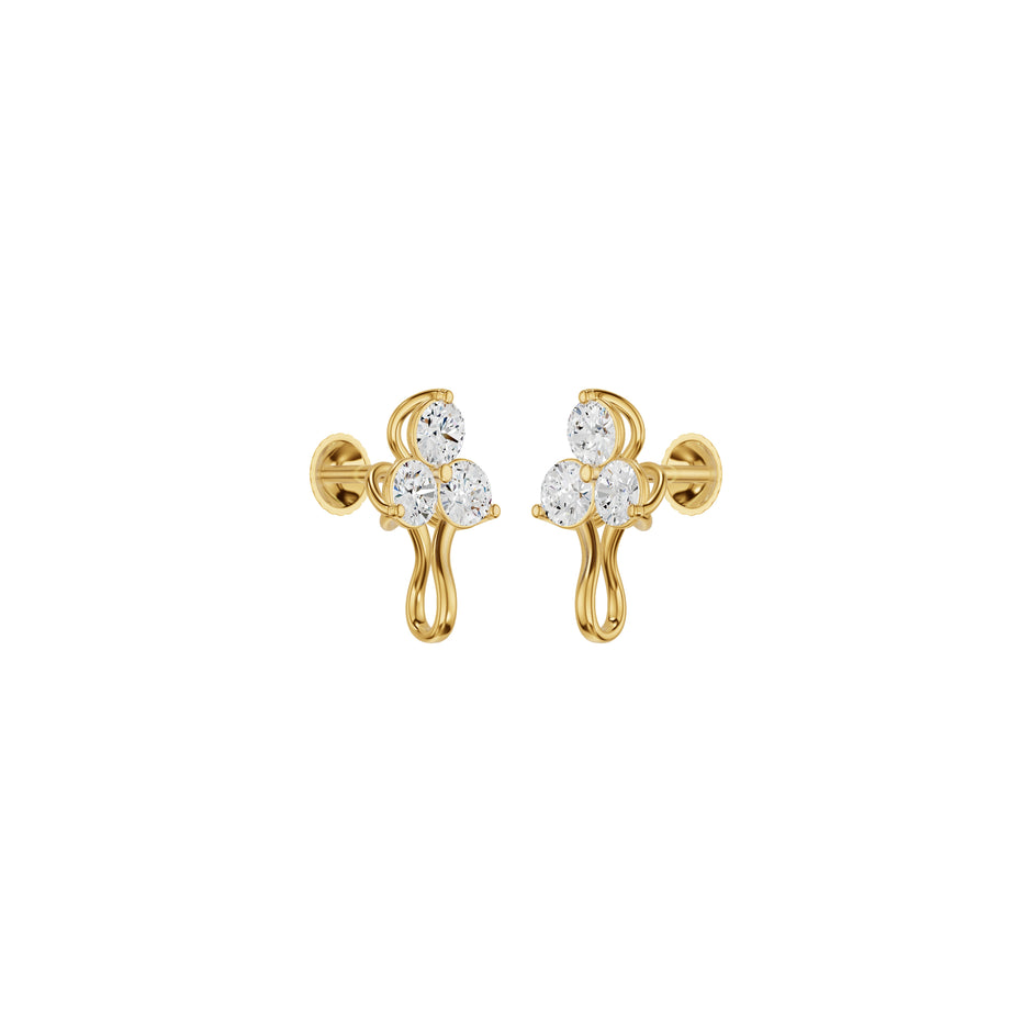 Mini Blossom Round Diamond Stud Earrings 18 KT / Yellow Gold