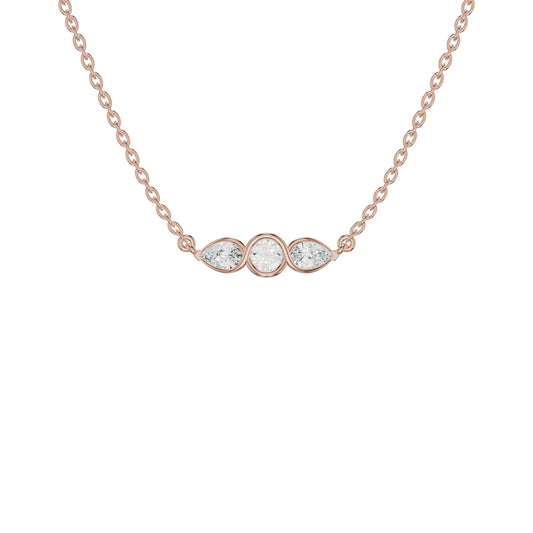Pointed Pear Solitaire Diamond Chain Necklace