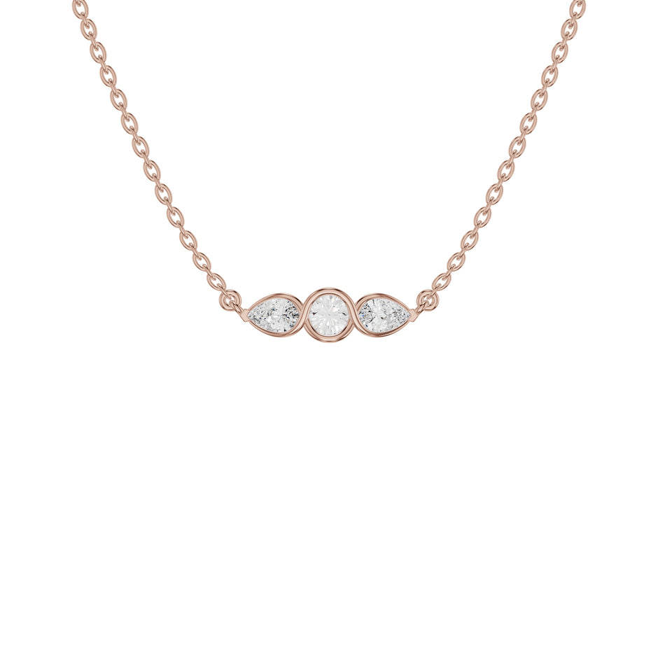 Pointed Pear Solitaire Diamond Chain Necklace
