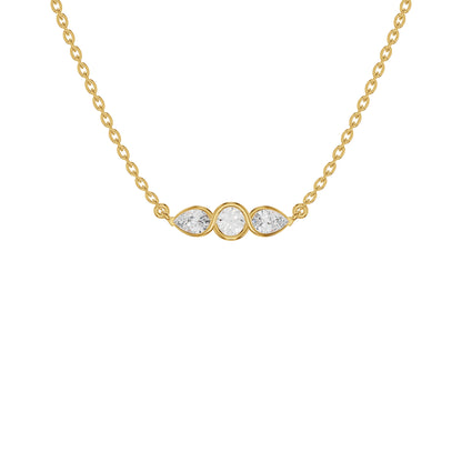 Pointed Pear Solitaire Diamond Chain Necklace