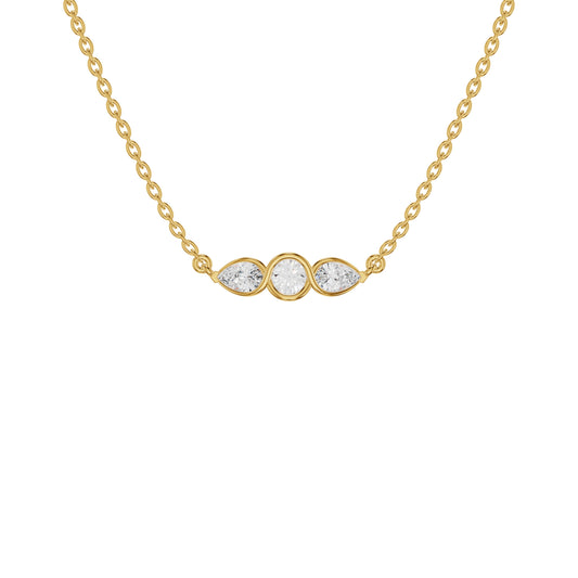 Pointed Pear Solitaire Diamond Chain Necklace